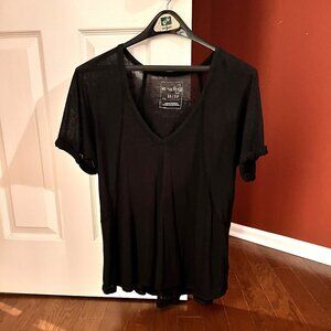 We The Free Oversized Black V-Neck Tee - Size XS